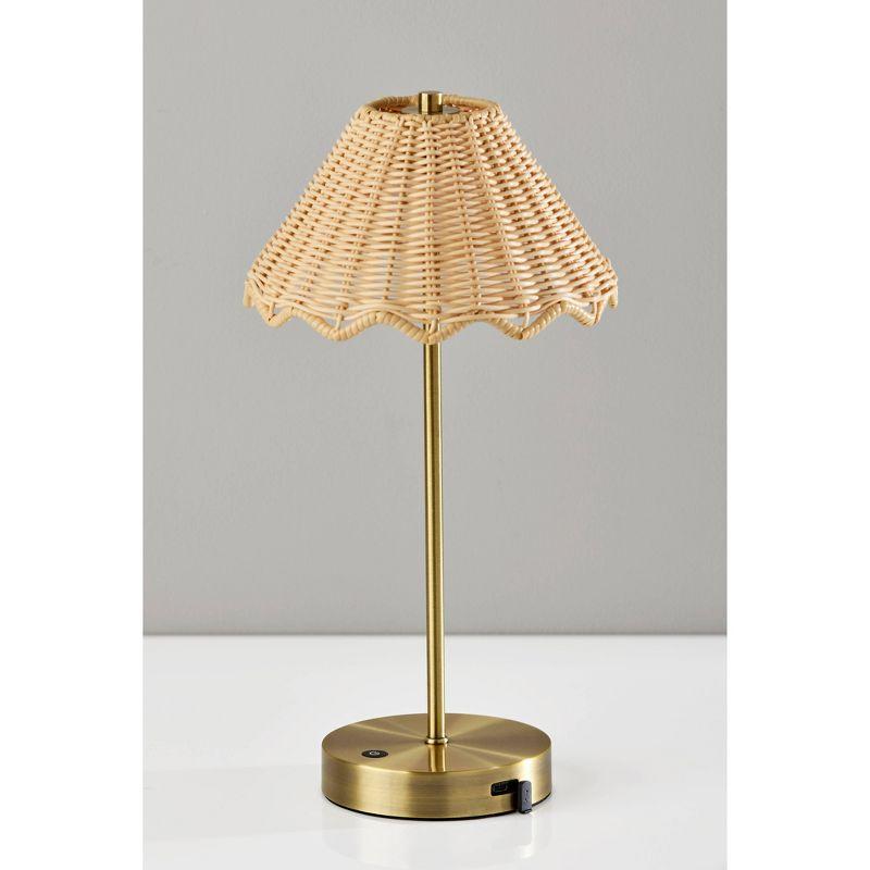 Adesso Stevie Cordless Table Lamp: 15" LED, 3-Way Dimmer, IPX4 Rated, No Assembly Required