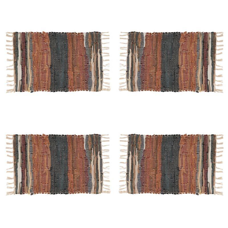 Rustic Multicolor Leather Chindi Placemats Set of 4