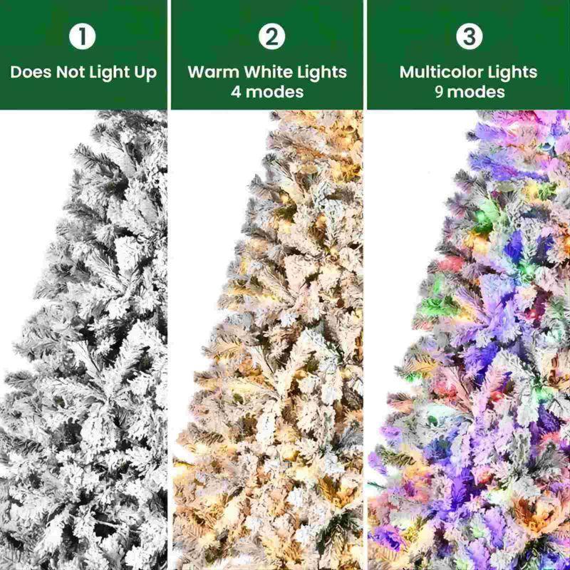 Best Choice Products Snow Flocked Christmas Tree, Premium Holiday Pine Branches, Foldable Metal Base