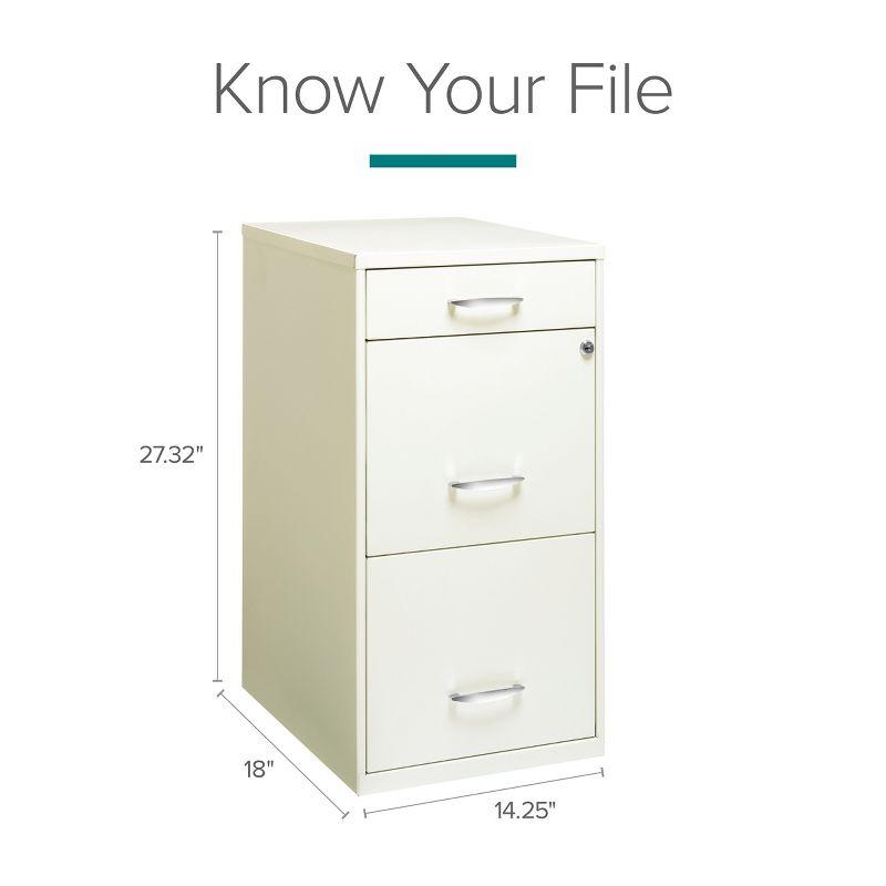 Space Solutions 3 Drawer Letter Width Vertical File Cabinet with Pencil Drawer Pearl White: Steel, 27.32" Height, No Assembly