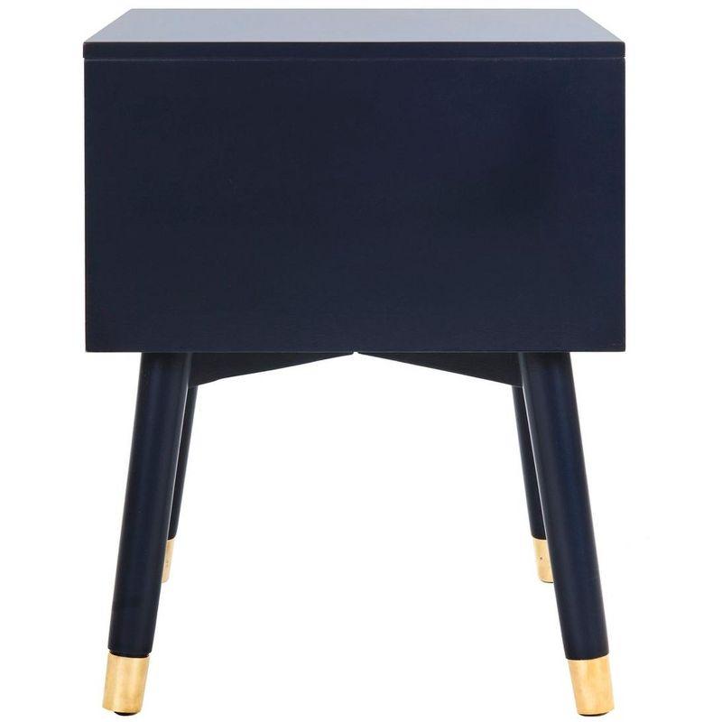 Lyla Transitional 2-Drawer Nightstand in Navy with Gold Accents