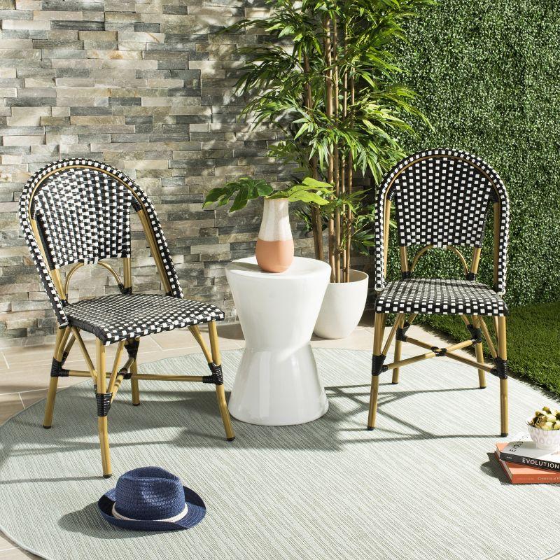 Salcha Side Chair (Set Of 2) - Indoor/Outdoor - FOX5210 - Black/White - Safavieh