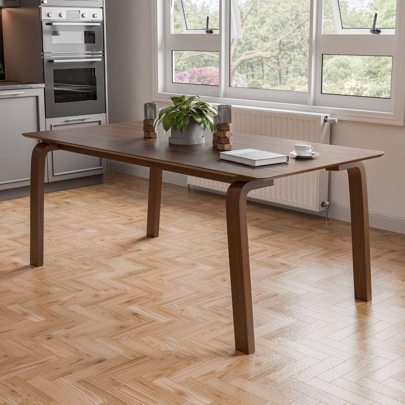 HOMES: Inside + Out 71" Forest Wisp Mid-Century Modern Rectangle Dining Table Seats 6 Walnut