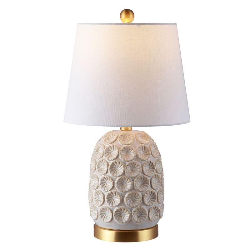 Lamson 21-inch White and Gold Floral Table Lamp