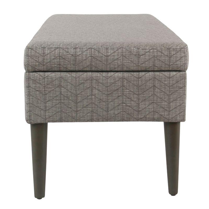 Mid Century Storage Bench Textured Gray - HomePop: Cushioned, Hinged Lid, Solid Wood Legs
