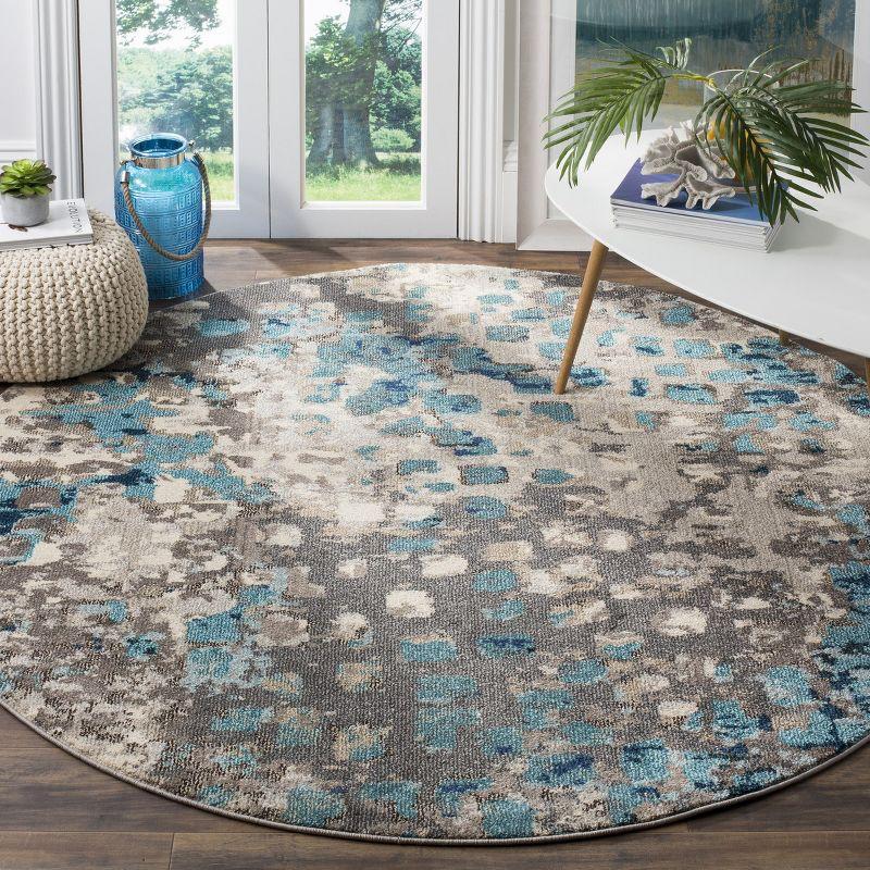 Elysian Gray Abstract 59" Round Synthetic Area Rug