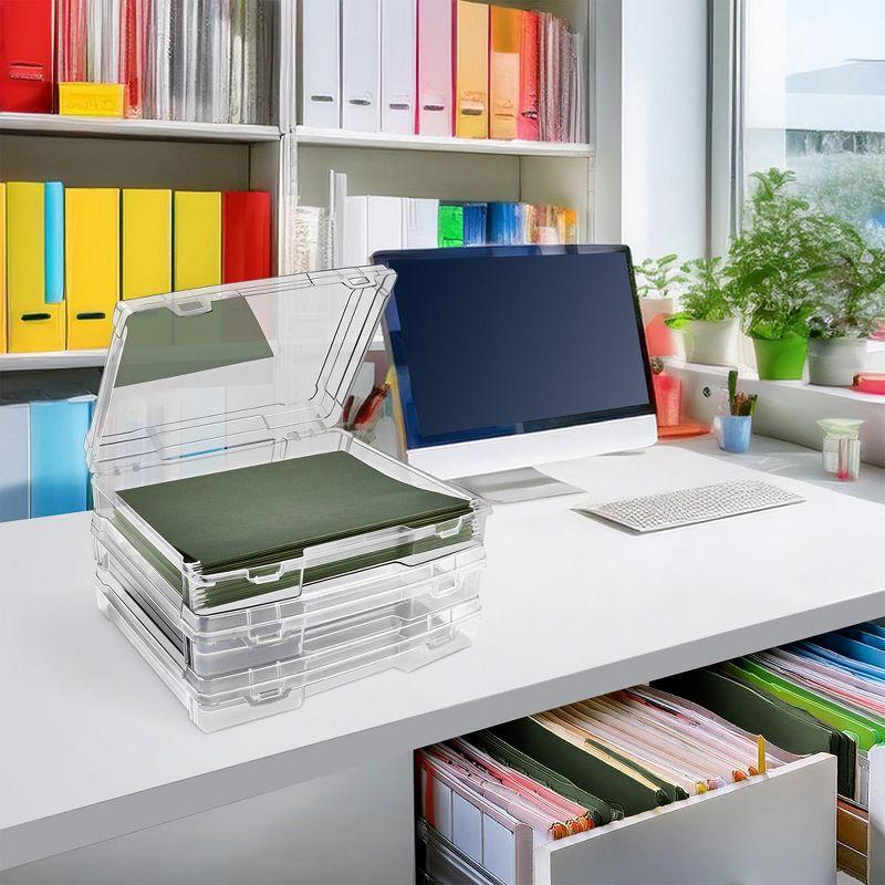 Sorbus Set of 3 Wide Hanging File Organizer Bin Clear Plastic Stackable for Document Storage