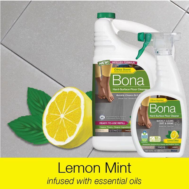 Bona Lemon Mint Cleaning Products Multi-Surface Cleaner Spray + Mop All Purpose Floor Cleaner - 32oz