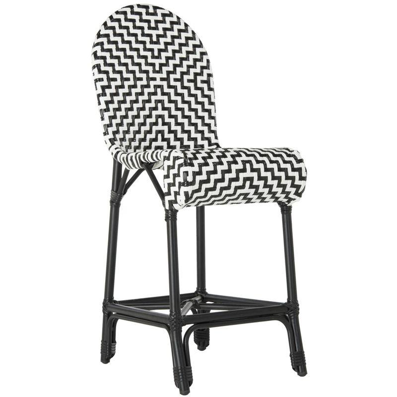 Shea Counter Stool - Indoor/Outdoor - PAT4020 - Black/White - Safavieh