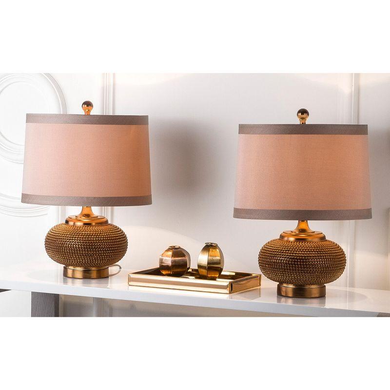 Alexis Beaded Table Lamp (Set of 2) - 19 Inch Height - LIT4016 - Copper/Taupe - Safavieh