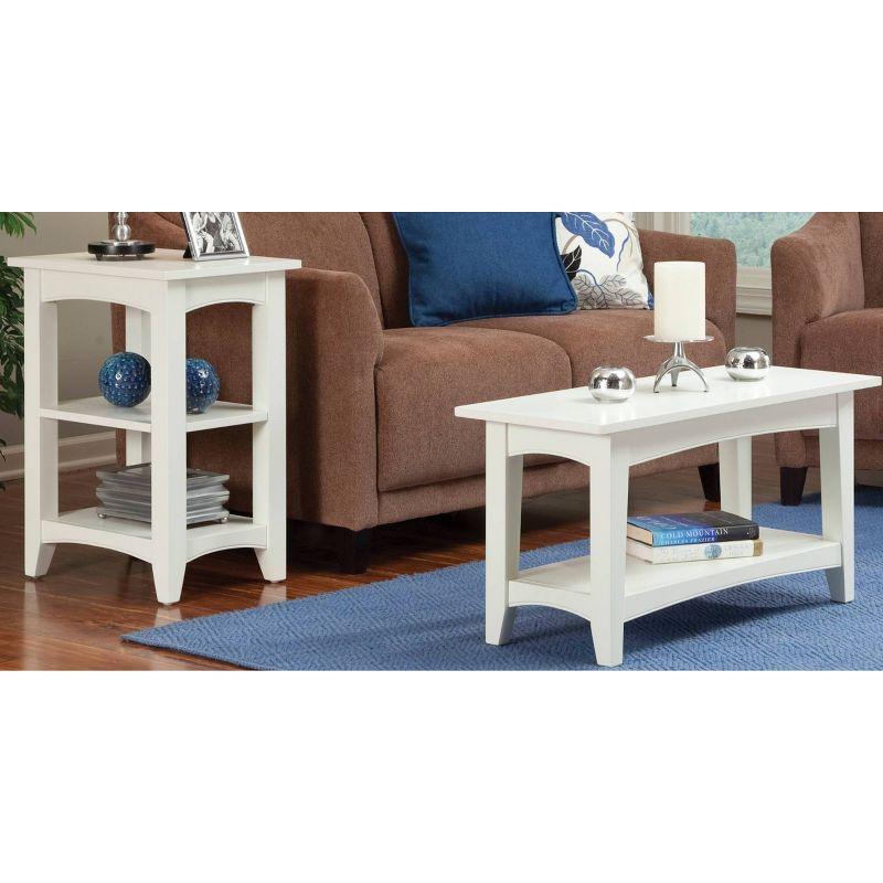 Cottage Charm Ivory Wood Rectangular End Table with Dual Shelves