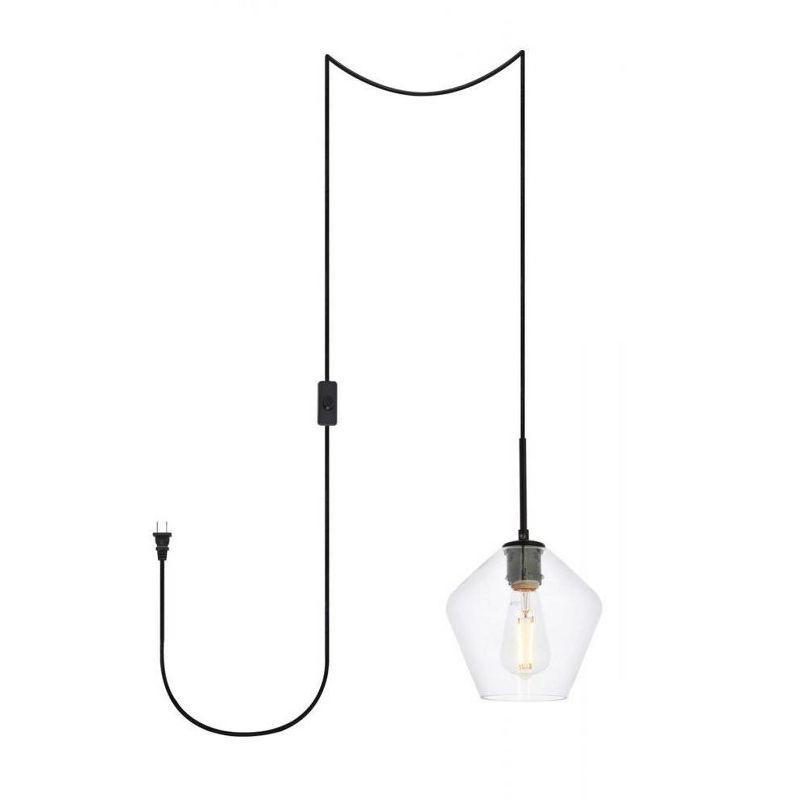Elegant Lighting Gene 1 light Black and Clear glass plug-in pendant