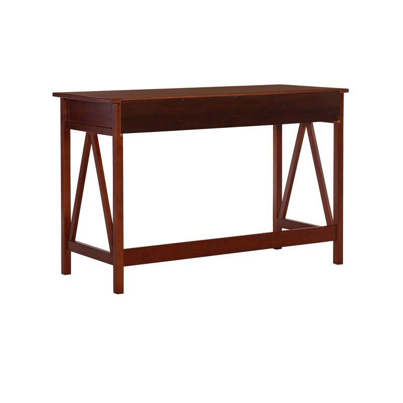 46" Titian Transitional Writing Desk Tobacco - Linon: Home Office Furniture, Pine Frame, Metal Hardware
