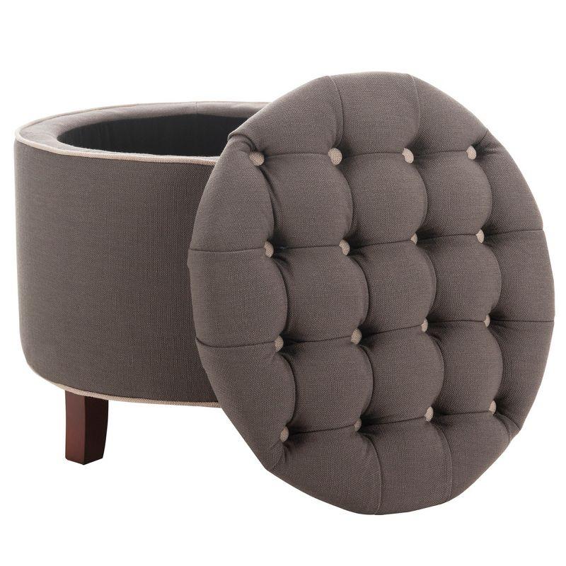 Amelia Tufted Storage Ottoman - Charcoal/True Taupe - Safavieh
