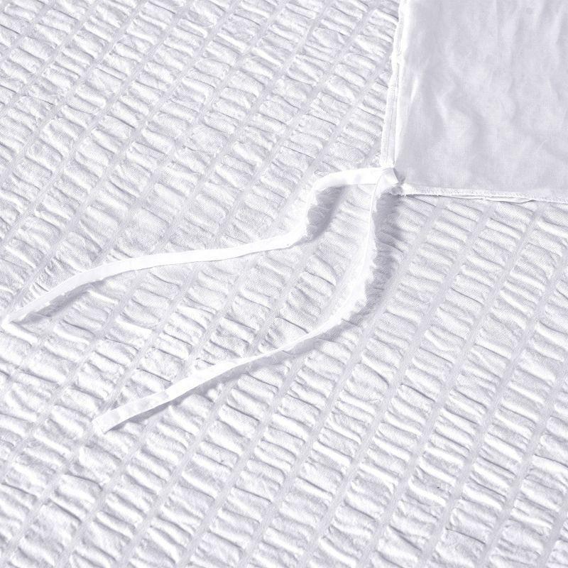 Oversized King White Cotton Seersucker Duvet Cover Set