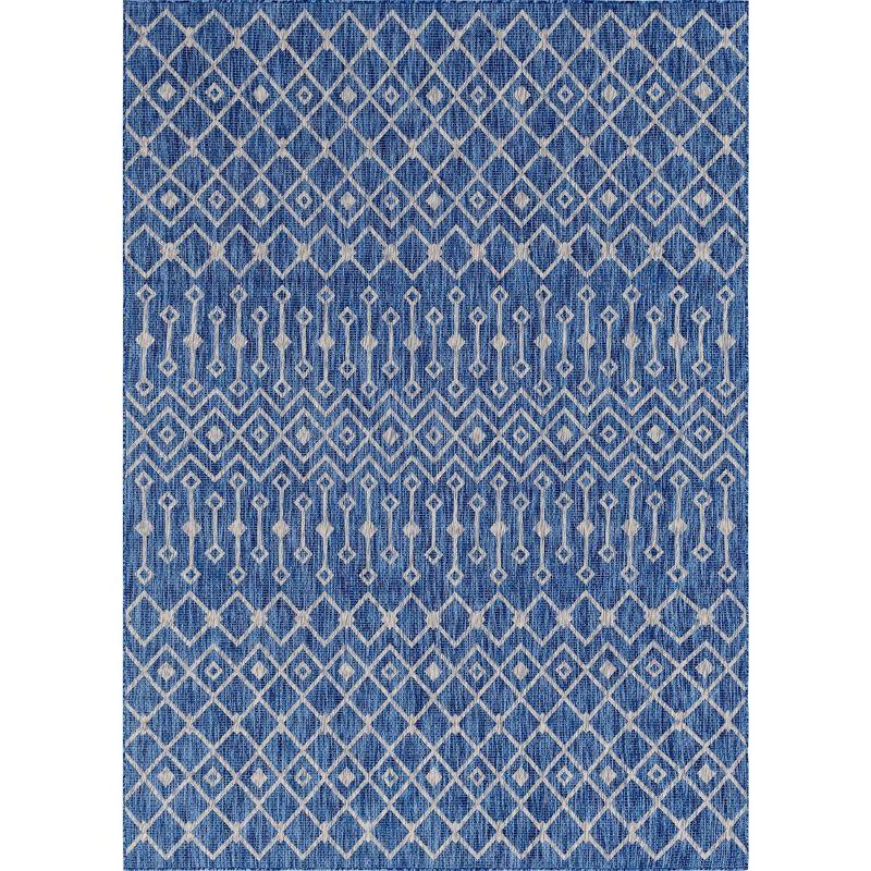 Blue Trellis Synthetic 7x10 ft Outdoor Area Rug
