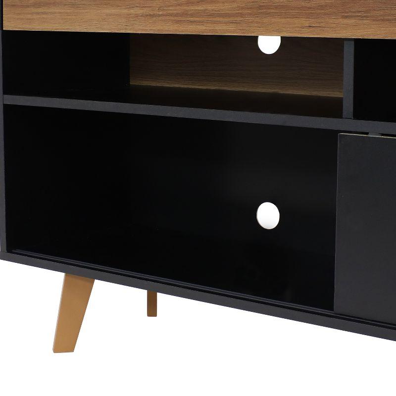 Midnight Black 58" TV Stand with Cabinet and Shelves