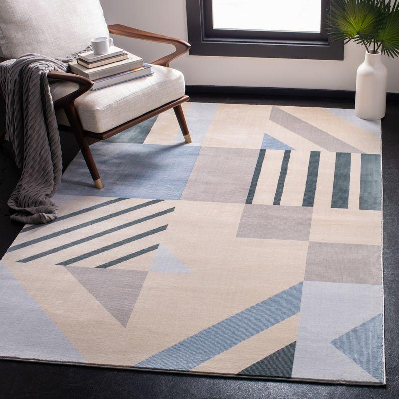 Handmade Blue Abstract Synthetic 4' x 6' Area Rug