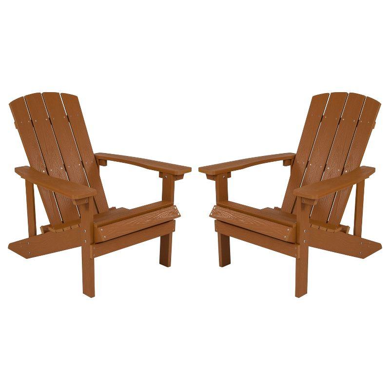 Charlestown Teak Poly Resin Adirondack Chair Set for Outdoor Relaxation