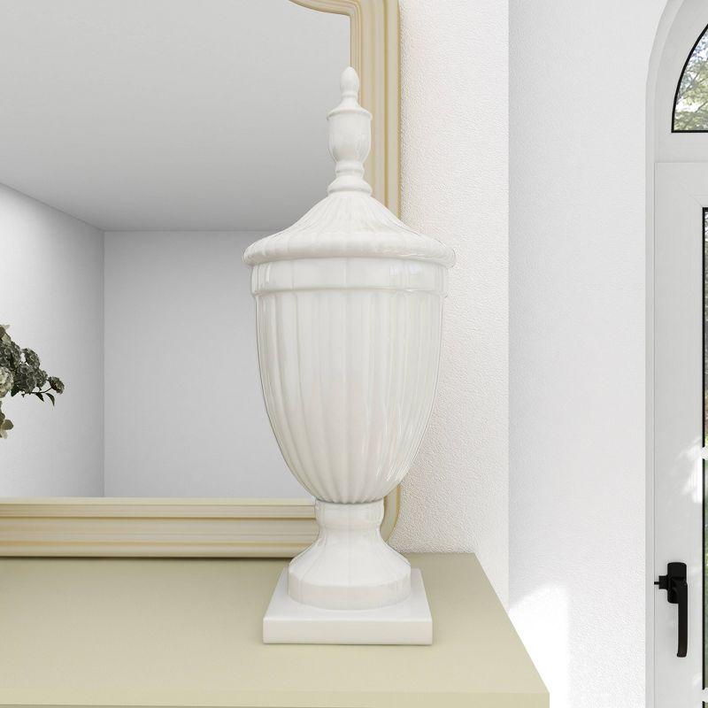 26" Modern Ceramic Urn Vase White - Olivia & May: Large Tabletop Decor, Novelty Design