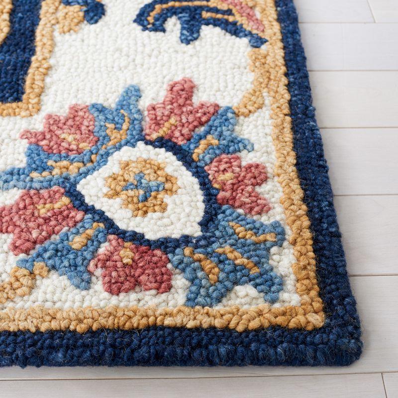 Countryside Blossom Hand-Tufted Blue Wool Area Rug - Easy Care, Reversible