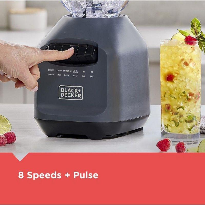 PowerXL BLACK+DECKER Ice Crush Blender With 56 Ounce (7 Cup) Perfectpour Plastic Jar, Powerful 6-Tip Stainless Steel Blade, 8-Speeds Plus Pulse, 750 Peak Watts Of Power
