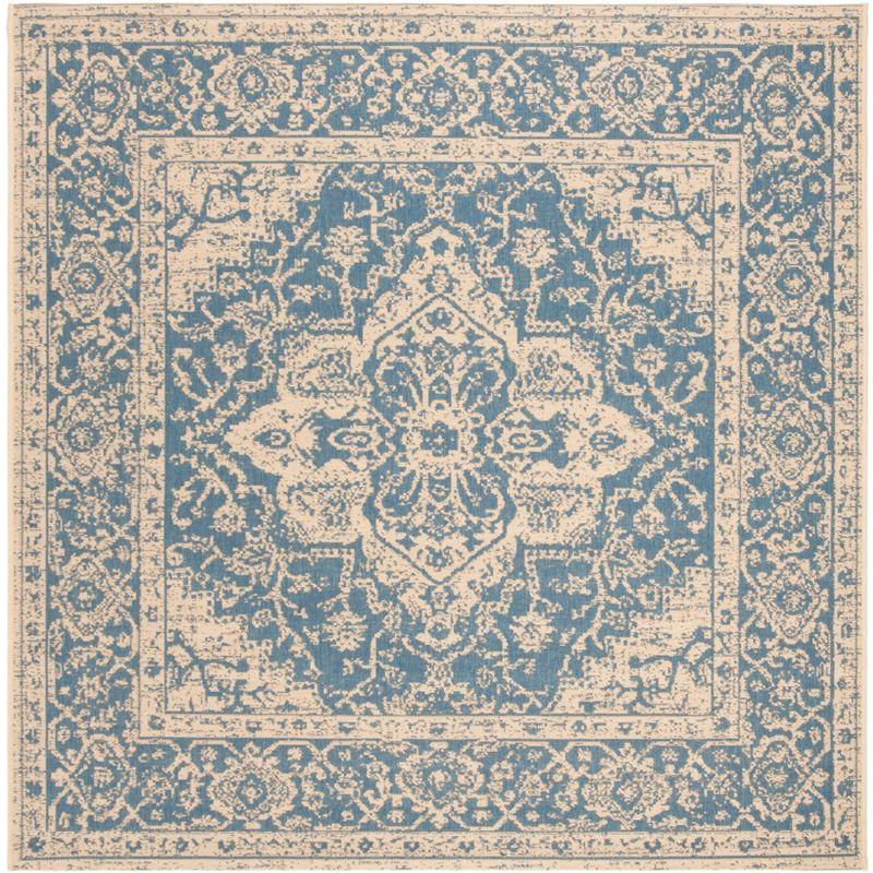Beach House BHS137 POWER LOOMED Indoor/Outdoor Area Rug - Blue/Creme - 4'x4' - Safavieh