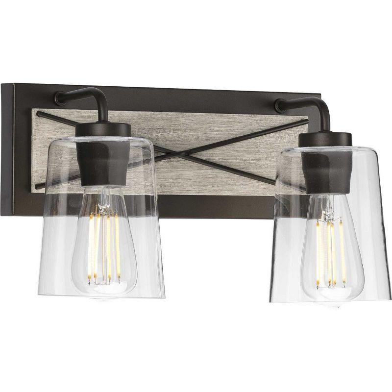 Progress Lighting Briarwood 2-Light Bath Wall Light, Graphite, Clear Glass Shade