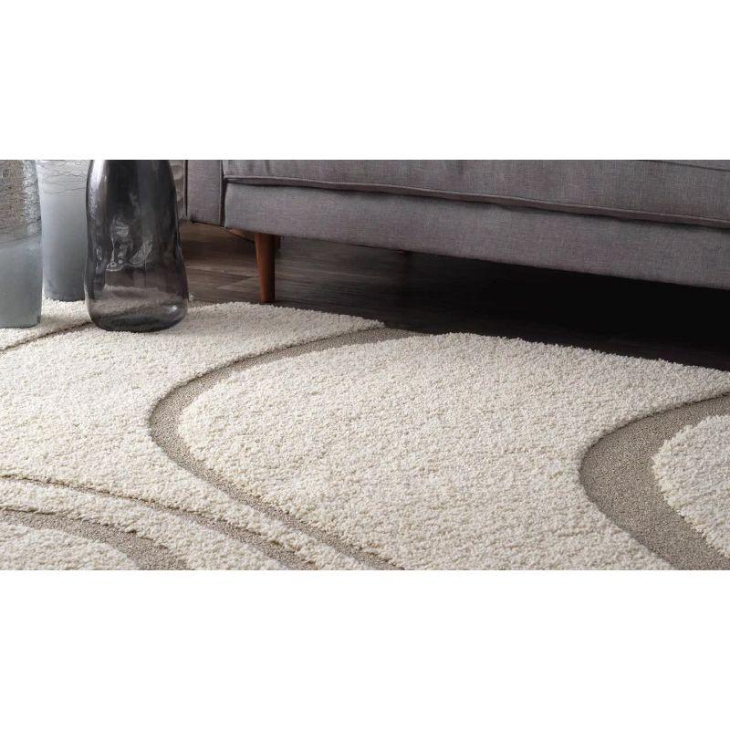 Nuloom Carolyn Abstract 6 Square Shag Indoor Area Rug for Living Room Bedroom Dining Room Nursery, Cream/Beige