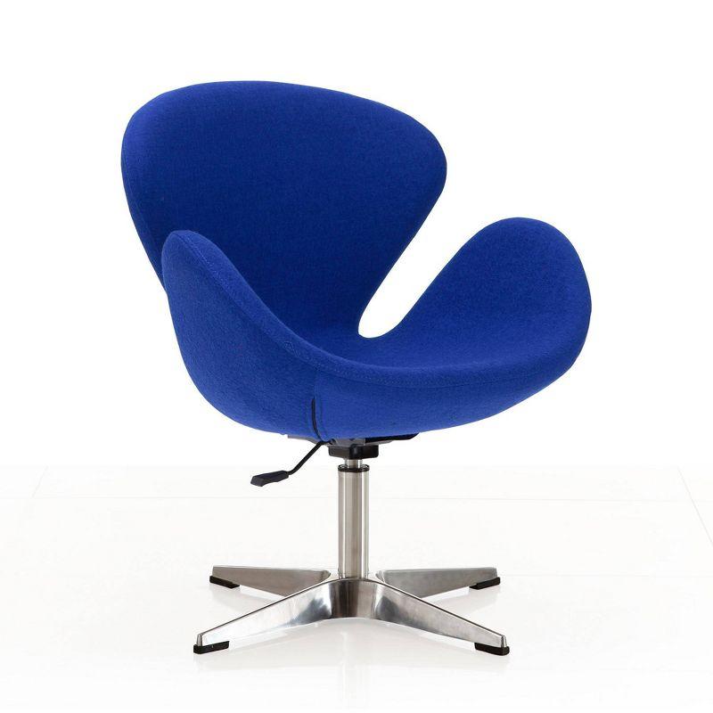 Retro Chic Blue Wool and Polished Chrome Swivel Chair Set