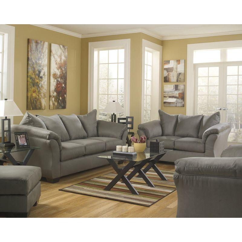 Signature Design by Ashley Contemporary Darcy Ottoman Microfiber Cobblestone