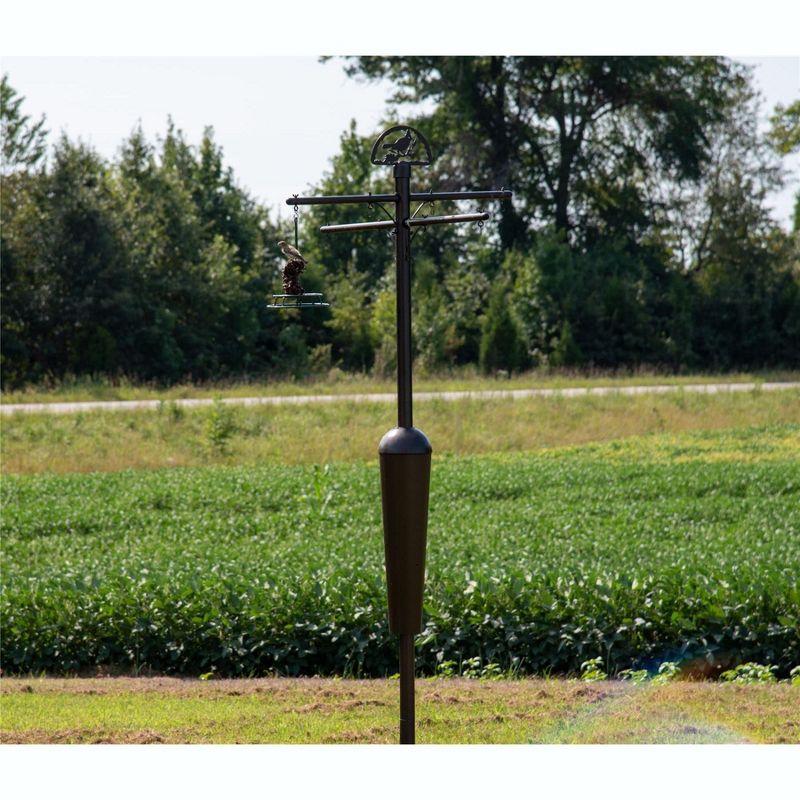 Black 96" Steel Squirrel Proof Bird Feeder Pole System