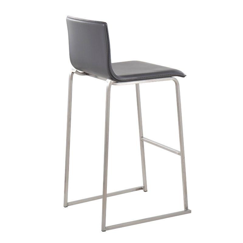 Set of 2 Mara Upholstered Barstools Stainless Steel Gray - Lumisource