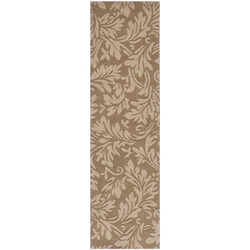 Handmade Gray Floral Wool Runner Rug, 2'3" x 8'