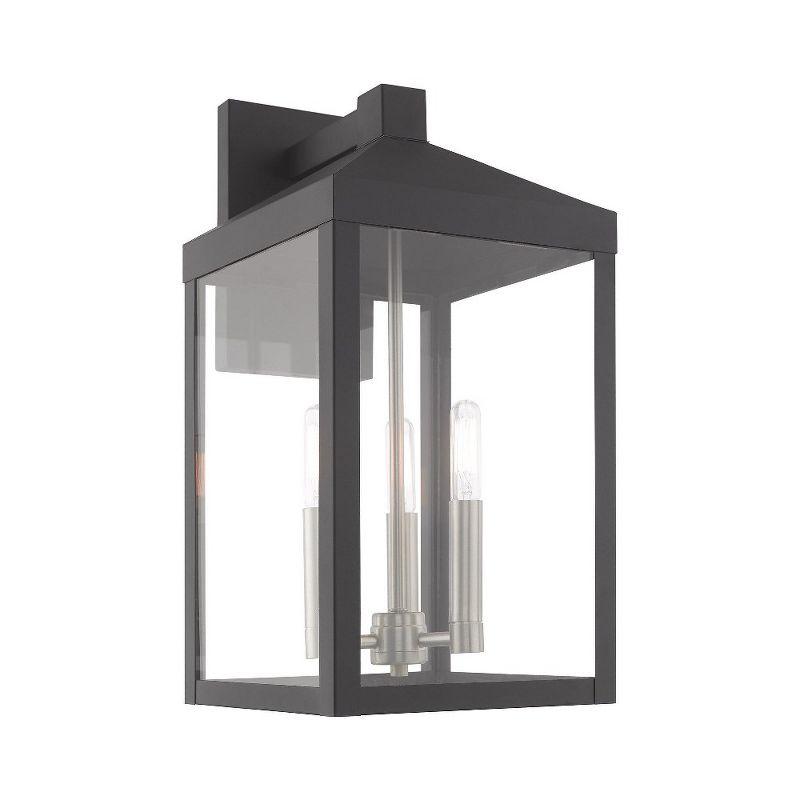 Scandinavian Gray Nickel 3-Light Outdoor Wall Lantern