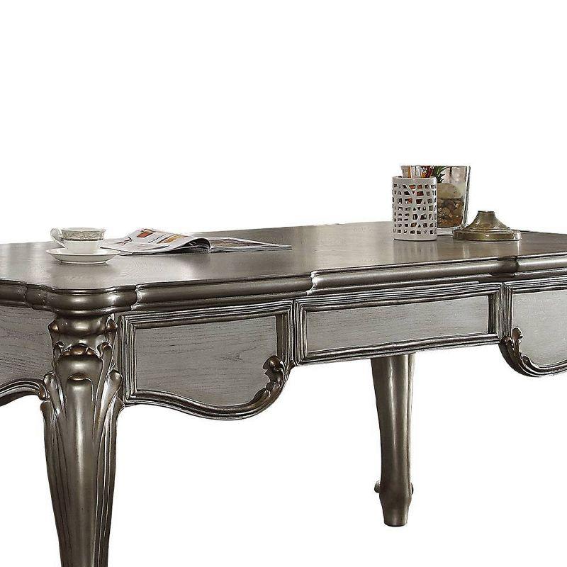 Versailles Executive Desk Antique Platinum - Acme Furniture: Veneer Surface, Wood Frame, Enclosed Storage