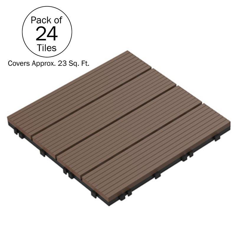 Brown Interlocking Outdoor Deck Tiles with Water Protection