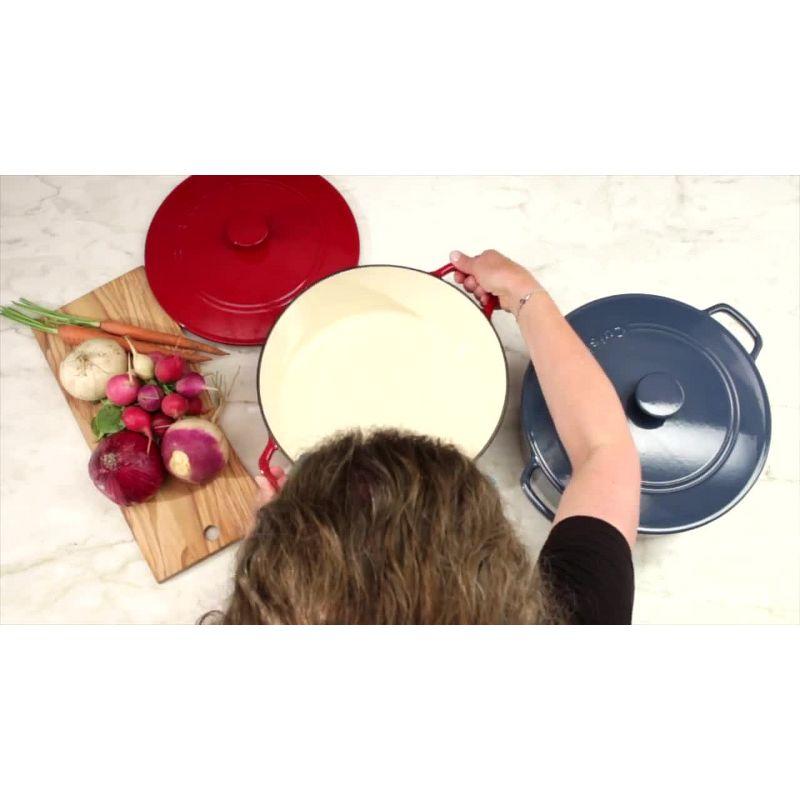 Blue Enameled Cast Iron Non-stick Oval Casserole, 5.5 qt