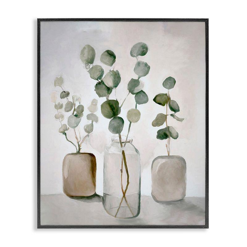 Eucalyptus Still Life Botanical Canvas Print in Black Frame