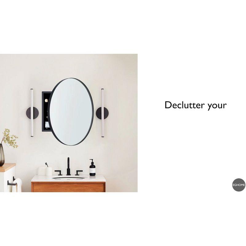 TEHOME  Myriel 30 in. W x 30 in. Surface Mount Round Circle Bathroom Metal Framed Medicine Cabinet with Mirror in Matt Black