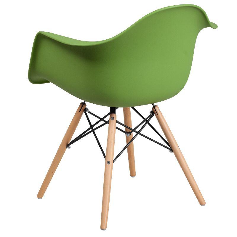 Flash Furniture Alonza Series Plastic Chair with Arms and Wooden Legs