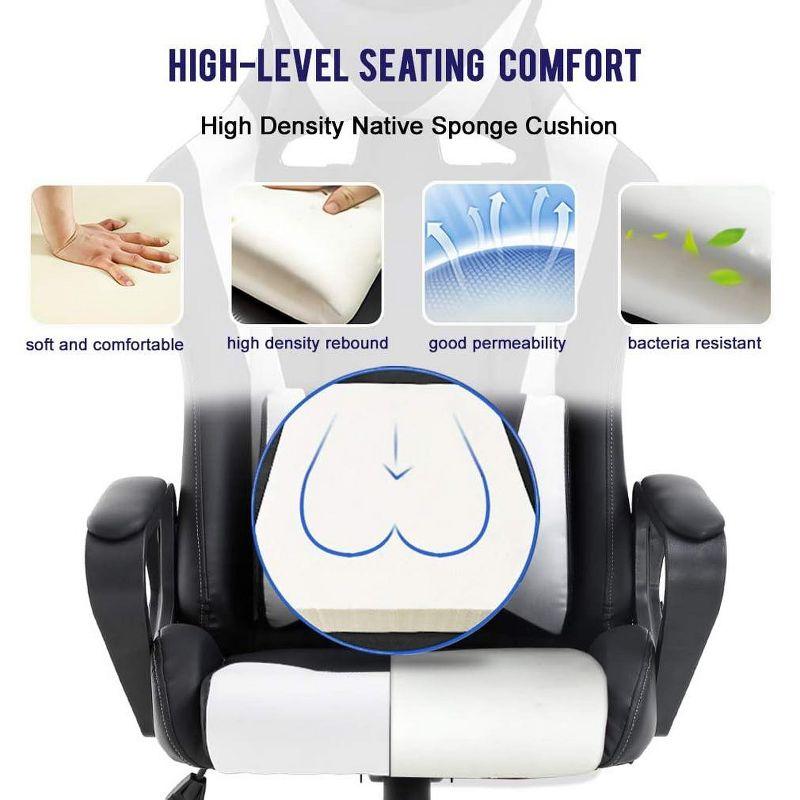 FDW Office Chair Gaming Chair Desk Chair Executive Chair with Lumbar Support Adjustable Stool Swivel Rolling Computer Chair,White