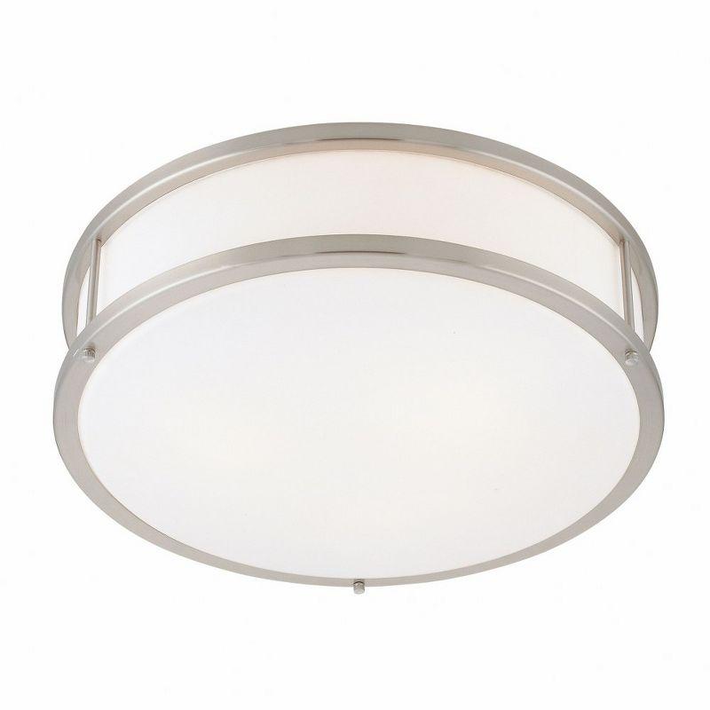 Brushed Steel and Glass Drum Flush Mount Light