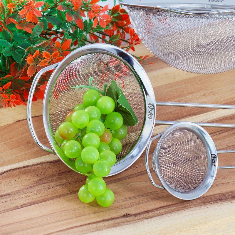 Oster Baldwyn 3 Piece Stainless Steel Mesh Strainer Set in Silver