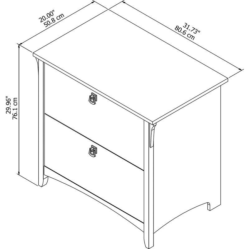 Salinas 2 Drawers File Cabinet In Antique White - Bush Furniture: Mid-Century Modern, Wood Composite, Laminate Surface