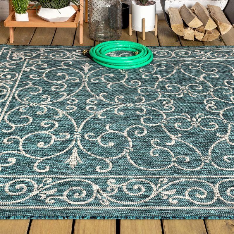 Charleston Vintage Filigree Textured Weave Indoor/Outdoor Area Rug  - JONATHAN Y