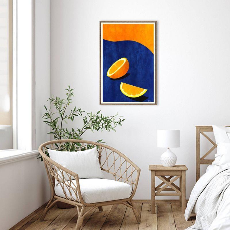 23"x33" Orange Wedge by Bo Anderson: Modern Abstract Citrus Art - Amanti Art