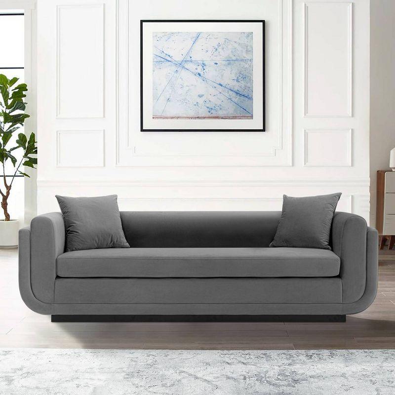 Edmonda Contemporary Velvet Upholstered Sofa with Pillows - Manhattan Comfort