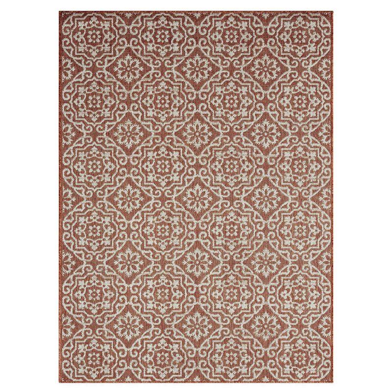 NICOLE MILLER NEW YORK Country Danica Geometric Indoor/Outdoor Area Rug, Terracotta/Ivory