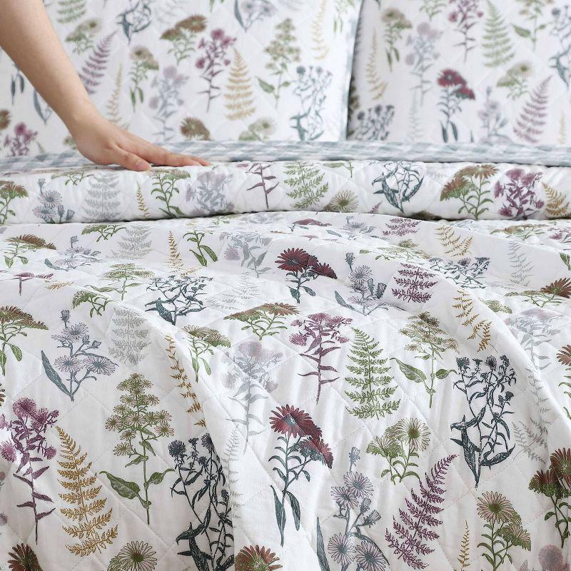 Eddie Bauer Eddie Bauer Flower Field Cotton Reversible Green Quilt Set
